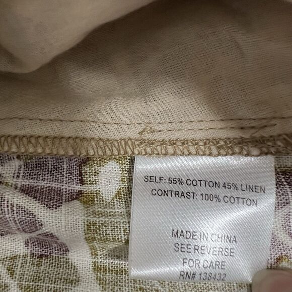 ModCloth Wide Leg Pants LARGE Giraffe Print Linen Blend Brown Green Safari - Picture 10 of 11